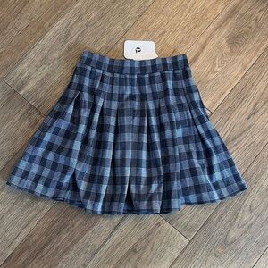 NWT ELODIE | Blue plaid pleated mini skirt, size XS